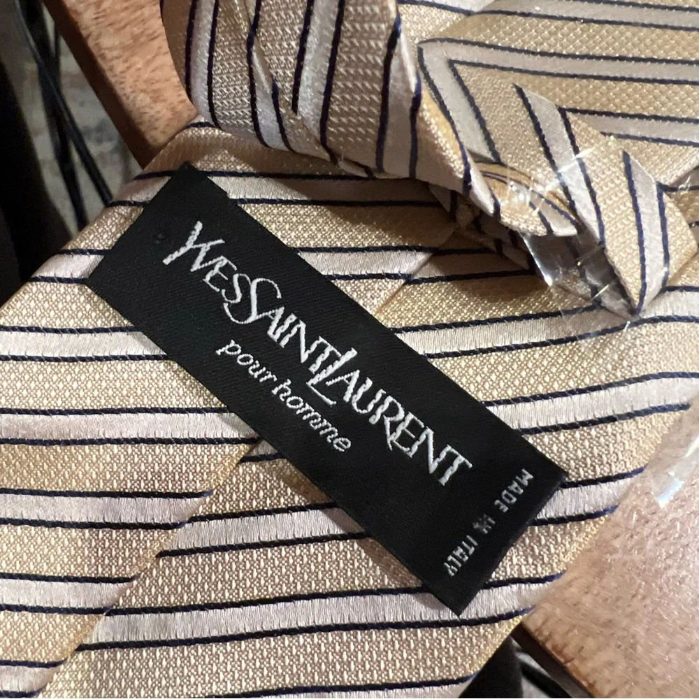Yves Saint Laurent YSL Striped Silk Tie - Picture 5 of 7
